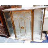 20th century breakfront display cabinet with single glazed door, on platform base, 90.5cm wide x