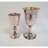 Two silver goblets, one with gilt washed interior, the other marked 'Birmingham BES Co', 7ozt (2)