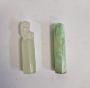 Two jade carved seal stamps (2) Condition ReportLion seal length approx 7cm Other seal length approx