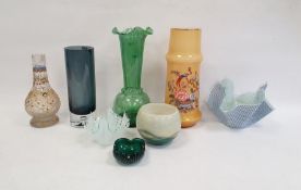 Murano style spatter glass vase in green and white colourway, 35cm, a large Chance glass