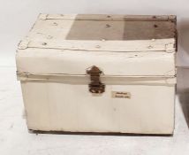White painted metal dome top chest