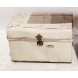 White painted metal dome top chest