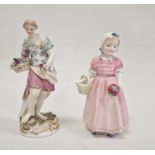 19th century Meissen porcelain figure of classical maiden with basket of flowers, 13cm high and