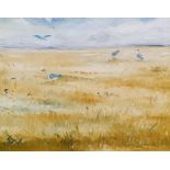 George S Wissinger (20th century) Oil on board Seagulls in field, monogrammed lower left, 39cm x