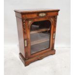 Victorian figured walnut, porcelain and ormolu-mounted side cabinet having gilt foliate borders to