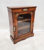 Victorian figured walnut, porcelain and ormolu-mounted side cabinet having gilt foliate borders to