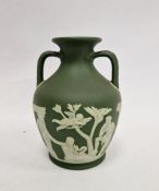 Wedgwood green jasper dip Portland vase, impressed marks to base 15 cm Condition ReportSplits to the
