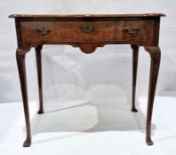 Georgian-style walnut single drawer side table, the shaped top with moulded edge, above single