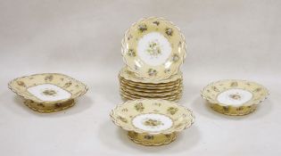 Staffordshire porcelain part dessert service, mid 19th century, impressed registration lozenge and