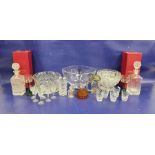 Set of six Thomas Webb cut glass sherry glasses, a set of five Webb Corbett cut glass tumblers, a