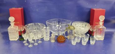 Set of six Thomas Webb cut glass sherry glasses, a set of five Webb Corbett cut glass tumblers, a