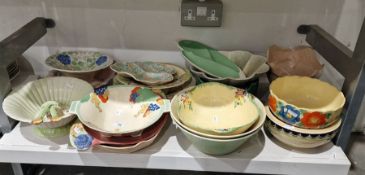 Royal Doulton 'Caprice' pattern pottery bowl, Hancocks, a Crown Devon pottery bowl, Beswick, Shorter