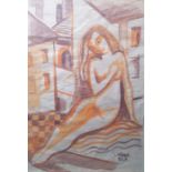Bela Kadar (1877-1956) Watercolour Study of a nude, signed lower right, bears label verso, 37.5cm