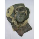 Joanna Drummond ceramic wall decoration depicting the head of 'Dyaus' (the Hindu God of the sky) ,