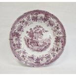 19th century Copeland and Garrett pottery charger transfer printed in puce with "The Fox and the
