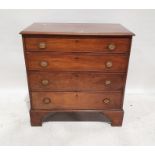George III mahogany chest of four long graduated drawers, each with cockbead borders and pair