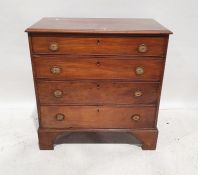 George III mahogany chest of four long graduated drawers, each with cockbead borders and pair