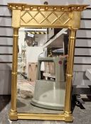 19th century century-style pier glass mirror with gold-coloured frame with ball decoration,