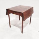 Georgian mahogany pembroke table, the serpentine top with rope carved edge, single drawer, on square