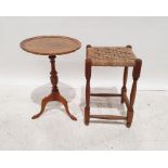 20th century mahogany wine table on turned and reeded column to tripod base, 50cm x 35cm and a oak-