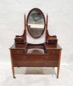 Early 20th century dressing table with oval mirrored superstructure above two short and two long