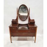 Early 20th century dressing table with oval mirrored superstructure above two short and two long