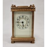 19th century glass and brass carriage clock, the e