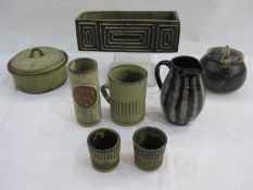 Collection of Hastings and Tremar studio pottery including Dennis Lucas Hastings plant trough,