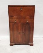 20th century cocktail cabinet with single drawer, two cupboard doors, on bracket feet, 120cm x