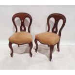 Set of six 19th century mahogany dining chairs with serpentine-fronted upholstered seats, on