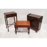 20th century mahogany cabinet on castors, 68cm x 57cm x 31cm, an oak single-drawer side table,