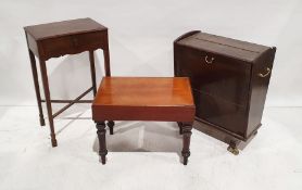 20th century mahogany cabinet on castors, 68cm x 57cm x 31cm, an oak single-drawer side table,
