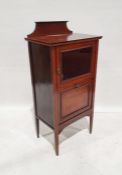 19th century mahogany and satinwood banded cabinet, the single glazed door above magazine