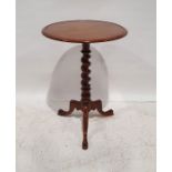 20th century mahogany occasional table, the circular dished top on barleytwist support to tripod