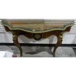 19th century boullework console table with tortoiseshell and brass inlay top to the serpentine