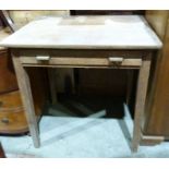 20th century oak single drawer side table, 77cm x 76cm x 60cm