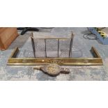 Brass curb, a nursery spark guard and set of bellows (3)