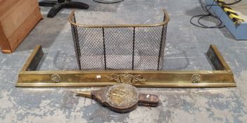 Brass curb, a nursery spark guard and set of bellows (3)