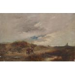 Alfred Vickers (1786-1868) Oil on canvas “On the Coast, near Bembridge, IOW”, figures on a coastal