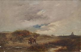 Alfred Vickers (1786-1868) Oil on canvas “On the Coast, near Bembridge, IOW”, figures on a coastal