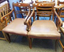 Pair of Regency mahogany carver chairs on reeded sabre front legs (2)  Condition ReportPhotos added