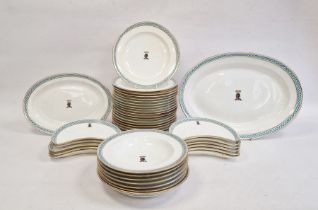 19th century MInton's china part dinner service with central Annesley family, Oxfordshire crest,