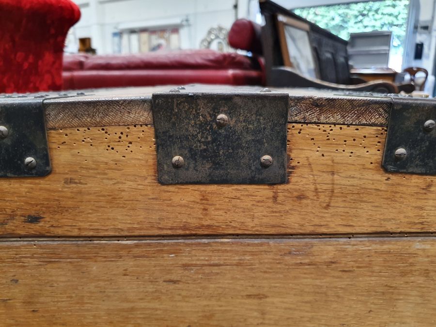 Oak and iron-bound chest marked to inside 'Mappin - Image 13 of 36