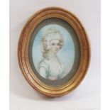 Miniature on ivory, half-length portrait of Georgian lady, possibly twentieth century 6.5 x 5 cm