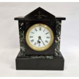 Black slate mantel clock with Roman numerals to the enamel dial, 27cm x 21cm