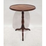 19th century mahogany occasional table, the circular dished top with moulded edge, on turned