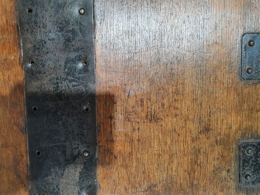 Oak and iron-bound chest marked to inside 'Mappin - Image 9 of 36