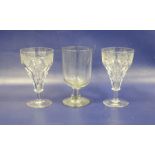 Pair of late 19th/early 20th century Walsh cut glass wine glasses with etched grape and vine
