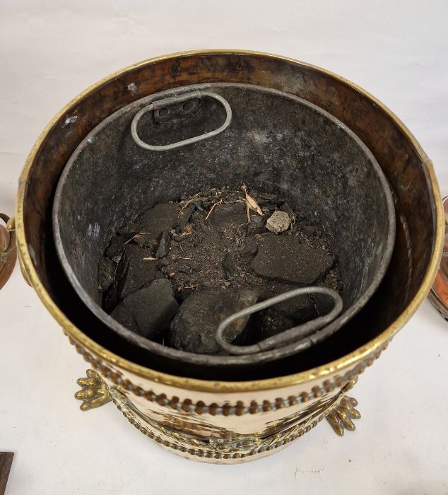 Metalwares to include brass coal bucket, copper kettle, etc (1 shelf) - Image 2 of 3