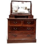 Early 20th century mahogany and satinwood banded dressing chest of two short over two long